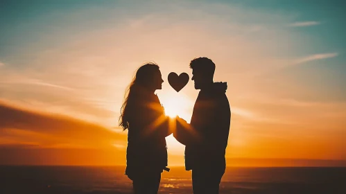 Sunset Love: A Couple's Silhouette