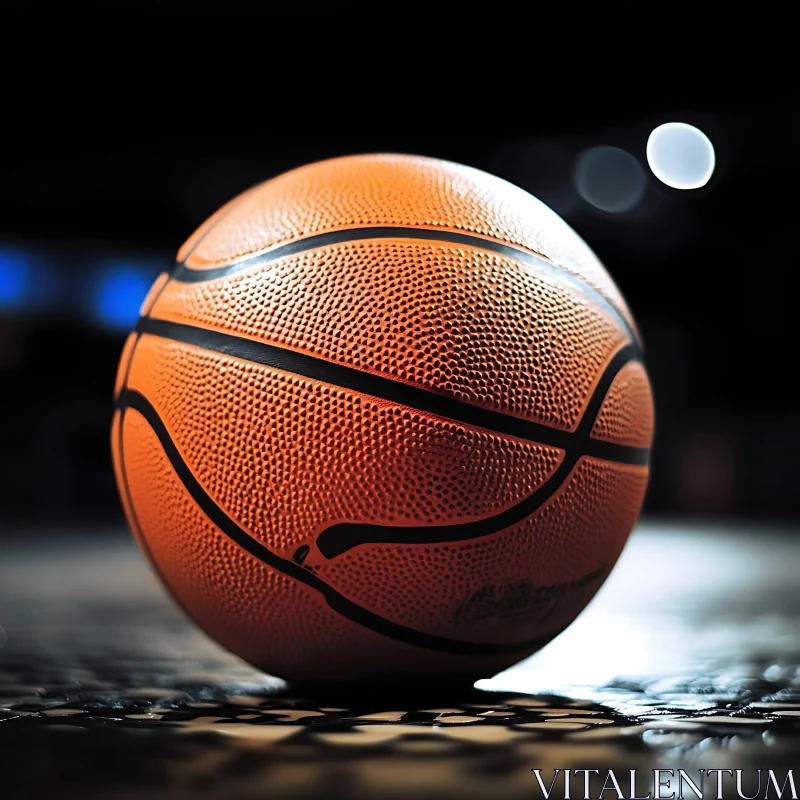 Orange Basketball on Court AI Image