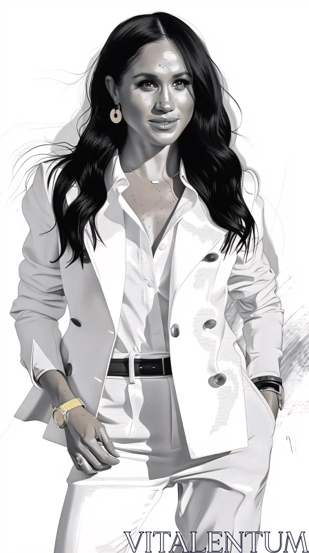 Meghan Markle Fashion Portrait AI Image