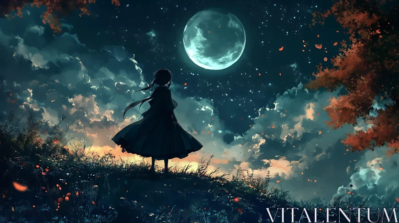 AI ART Moonlit Dreams: A Solitary Journey