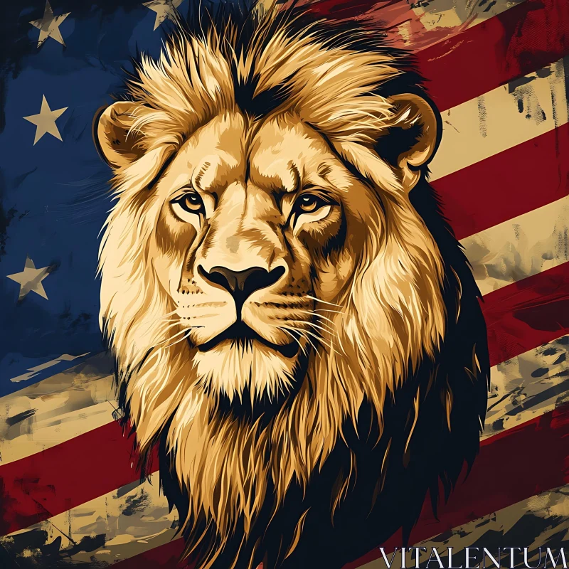 Patriotic Lion Art AI Image