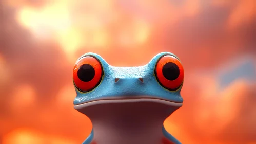 Vivid Frog Portrait at Sunset