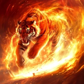 Majestic Tiger in Fiery Blaze