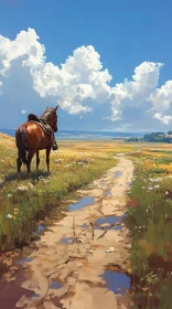 Horse in Scenic Countryside