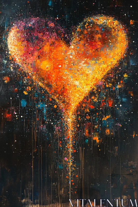 AI ART Colorful Abstract Heart on Dark Background