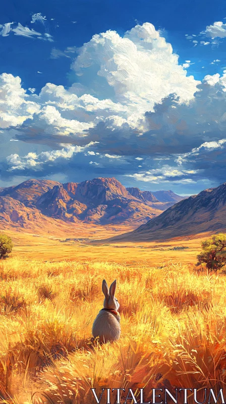 AI ART Bunny in Sunlit Landscape