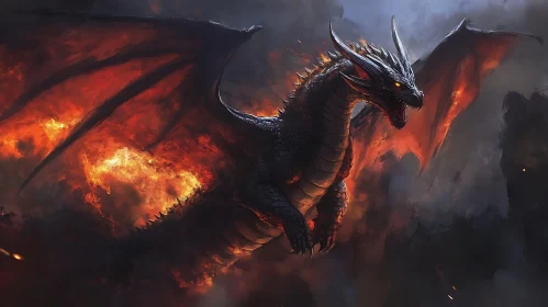 Epic Dragon in Flames Art