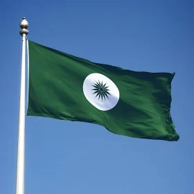 Emerald Banner with Celestial Symbol