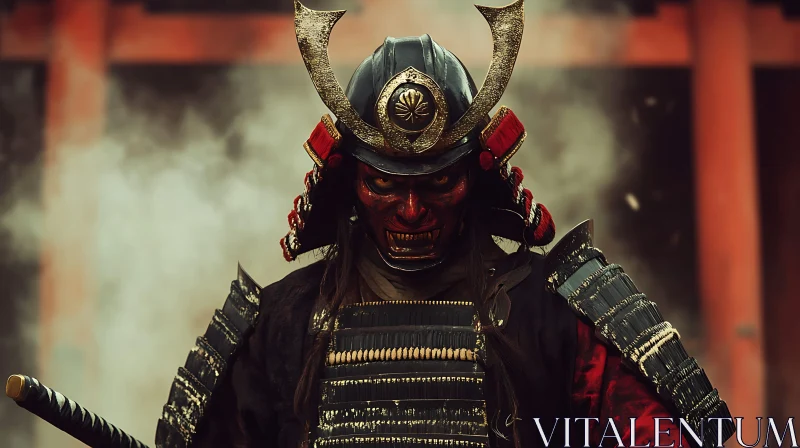 AI ART Samurai Warrior with Red Mask