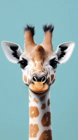Giraffe Close-Up on Teal