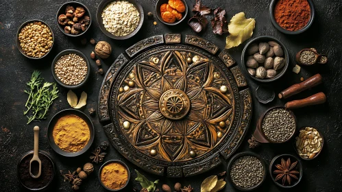 Culinary Mandala: A Harmony of Spices and Grains