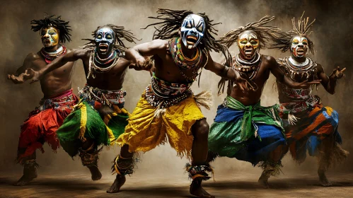 Energetic African Dancers in Traditional Attire