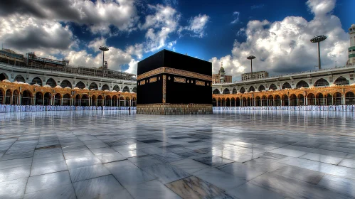 Kaaba's Serene Reflection in Mecca