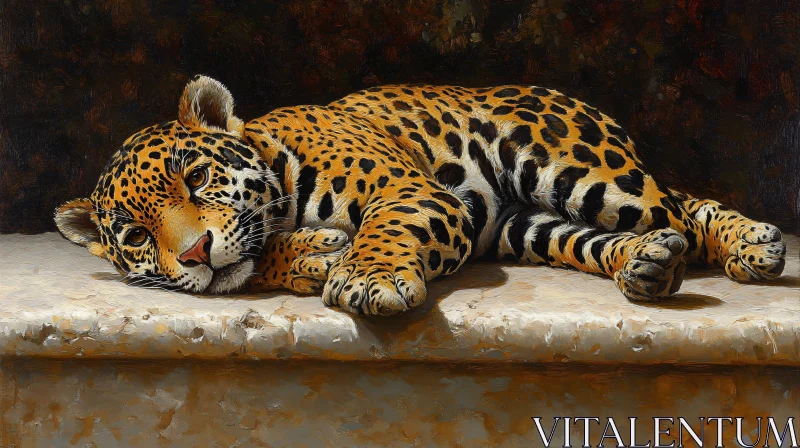 AI ART Leopard Painting in Calm Repose