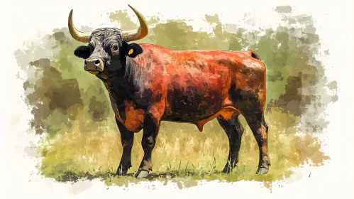 Bull Artwork with Green Background