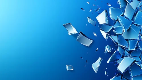 Floating Glass Shards on Blue