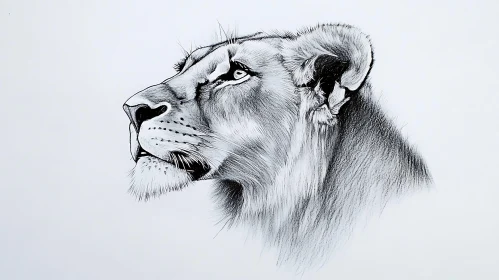 Monochrome Lion Head Study