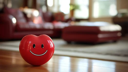 Red Heart Toy with Smiley Face