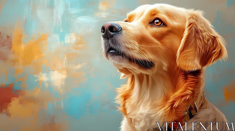 Digital Painting of a Golden Retriever AI Image