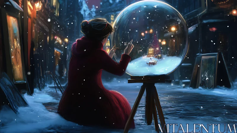 AI ART Snowy City Artist Painting Winter Globe