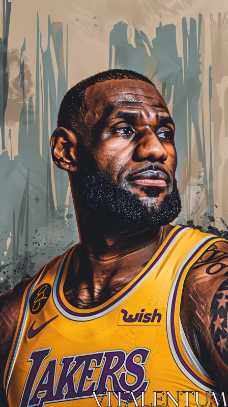 AI ART LeBron James Basketball Portrait