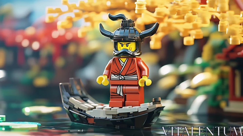 AI ART Samurai Lego Figure on Watercraft