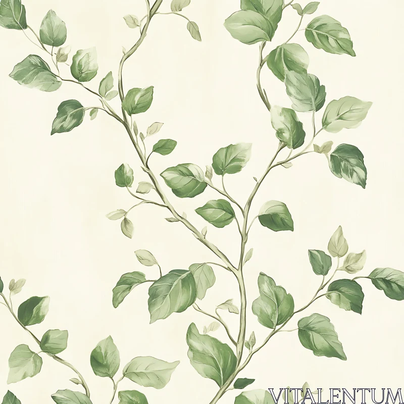 Botanical Leaf Pattern AI Image