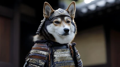 Dog in Samurai Armor - Shiba Inu Art