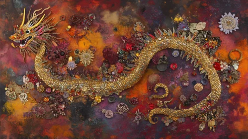 Ornate Dragon Art with Floral Embellishments