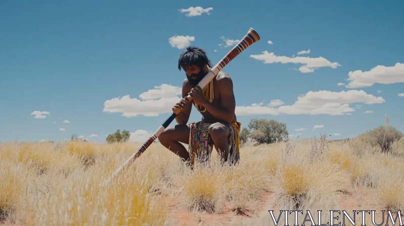 AI ART Indigenous Musician Outdoors