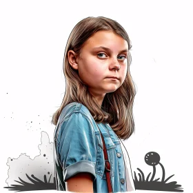 Illustrative Artwork of Greta Thunberg in Denim