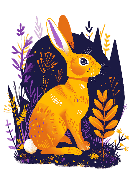 Whimsical Rabbit Illustration POD Design