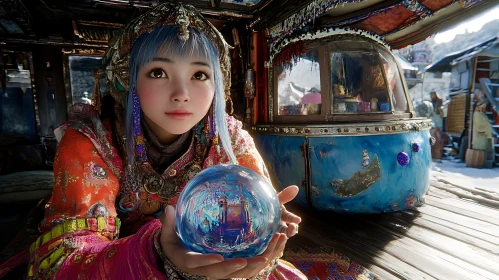 Enchanting Portrait of Woman Holding Orb