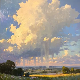 Pastoral Scene: Rain Cloud Over Field