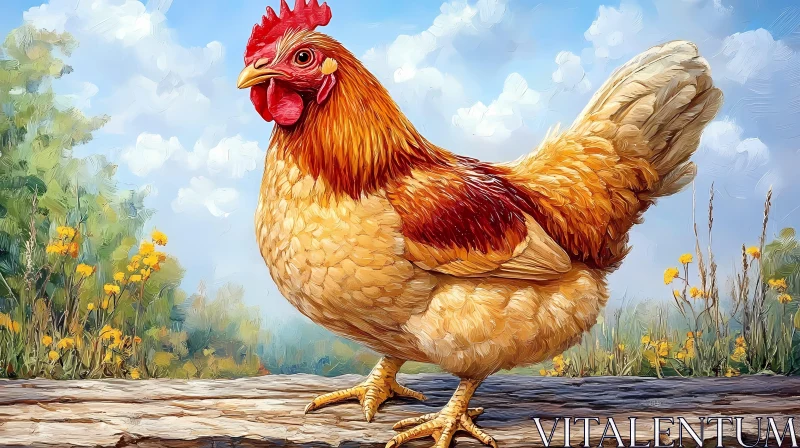 Vivid Rooster Art in Nature AI Image