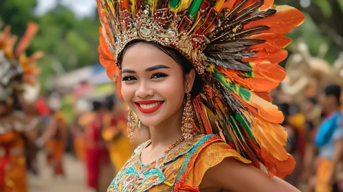 Cultural Portrait of Smiling Woman