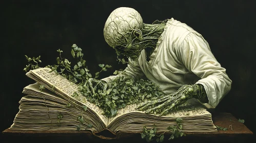 Entwined Creature with Ancient Book