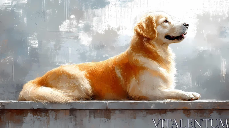 Golden Retriever in Painting AI Image