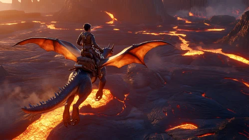 Soaring Above Lava on Dragon Back