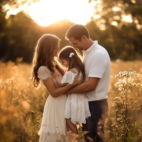 Loving Family in a Warm Field