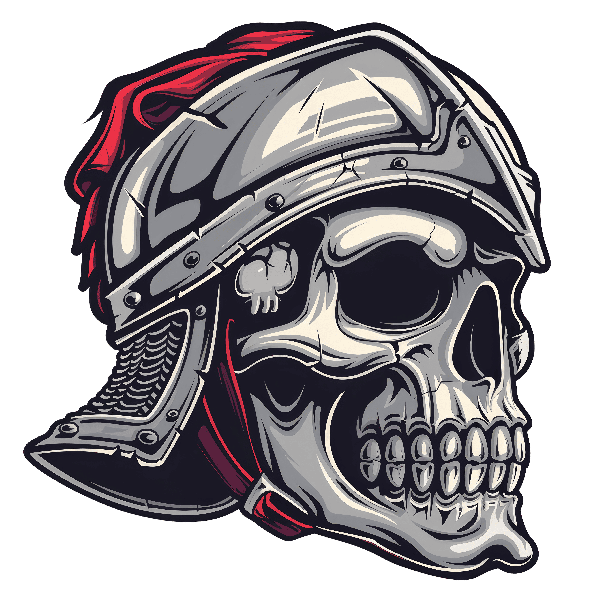 Skull in Armor Helmet Art