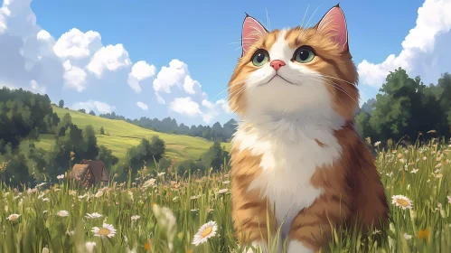 Serene Cat in a Field