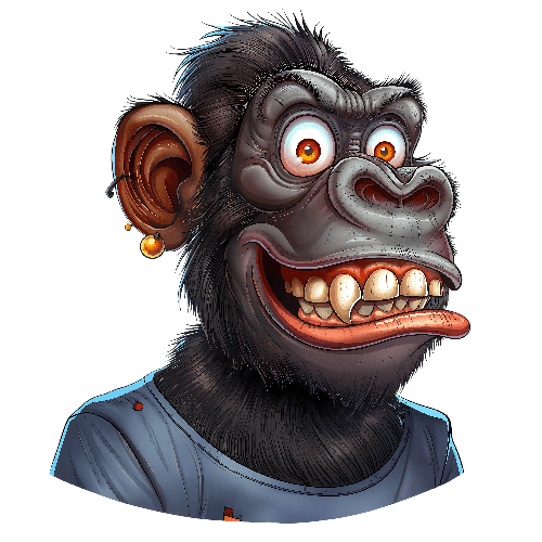 Humorous Chimpanzee Cartoon T-Shirt Design