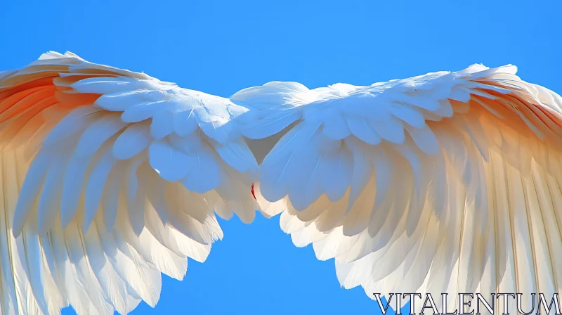 Feathered Wings on Blue Canvas AI Image