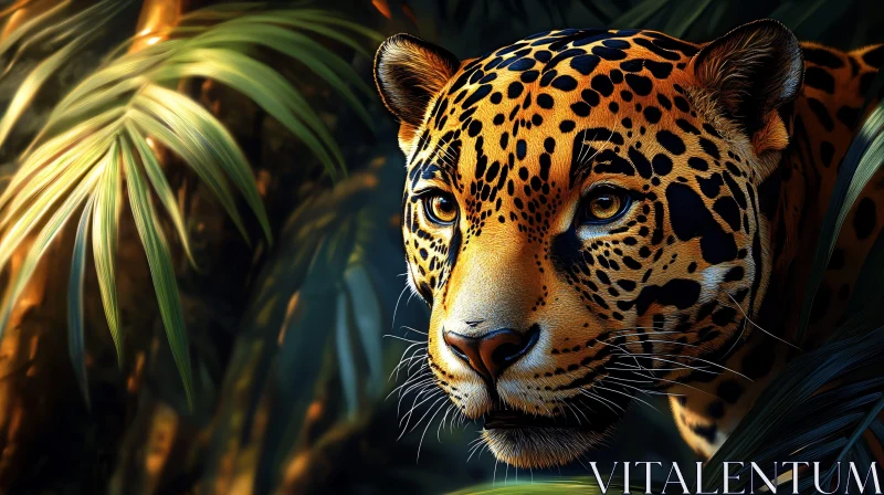 Leopard Among Jungle Leaves AI Image