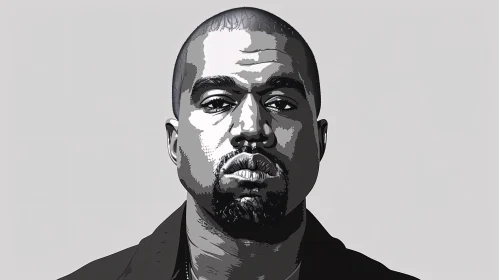 Detailed Kanye West Monochrome Illustration