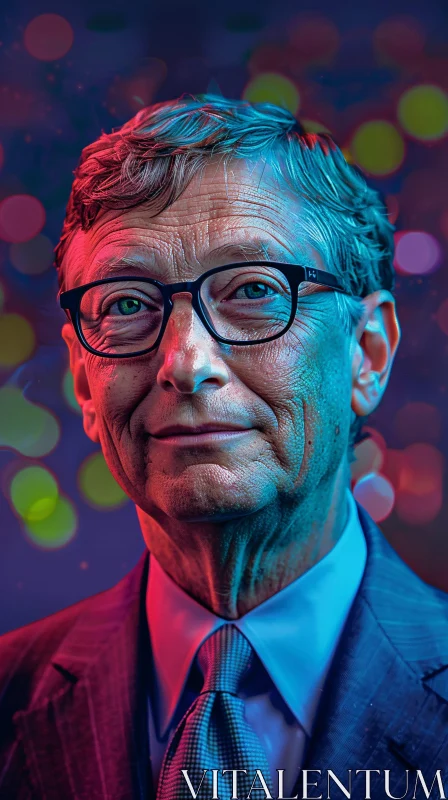 Bill Gates in a Suit with Bokeh Effects AI Image