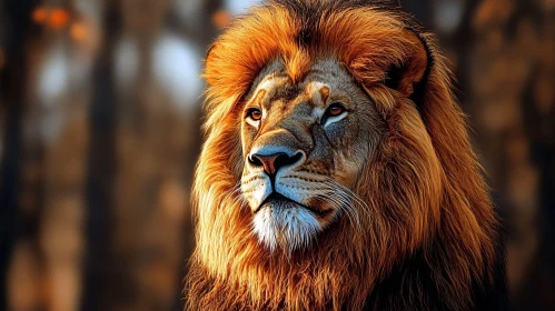 Lion's Intense Gaze