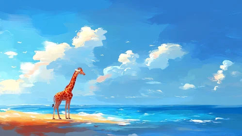 Giraffe by the Ocean