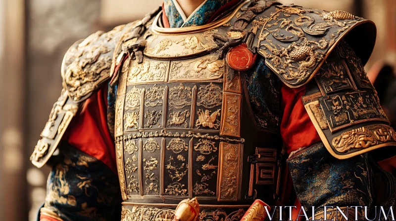 AI ART Detailed Antique Gold Plated Armor